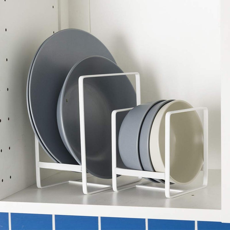 ORZ Organizer for Cabinet, Set of 2 Plate Holders Metal Plate Storage Rack for Counter-top and Cupboard - Image 2